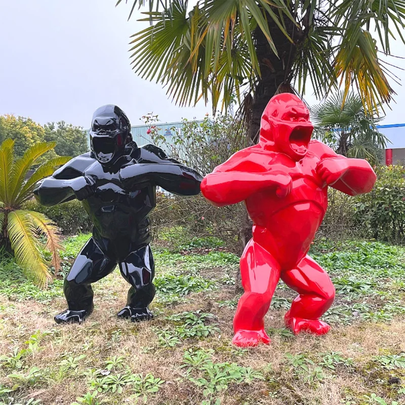 Фигурная гигантская статуя из стеклопластика с геометрическим рисунком Gorilla современное искусство размер на