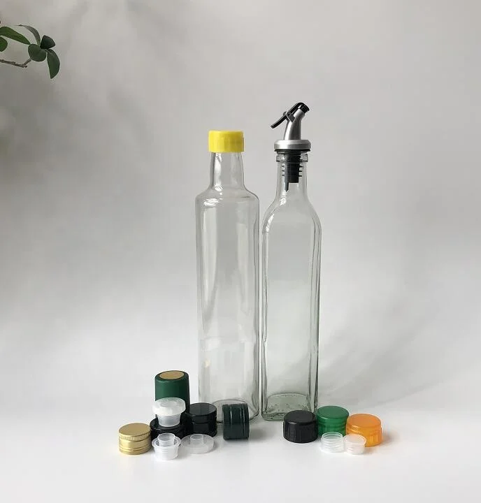 250ml 500ml 750ml Dorica Flint Glass Olive Oil Bottle Pour Spout Kitchen Glass Containers For Oil