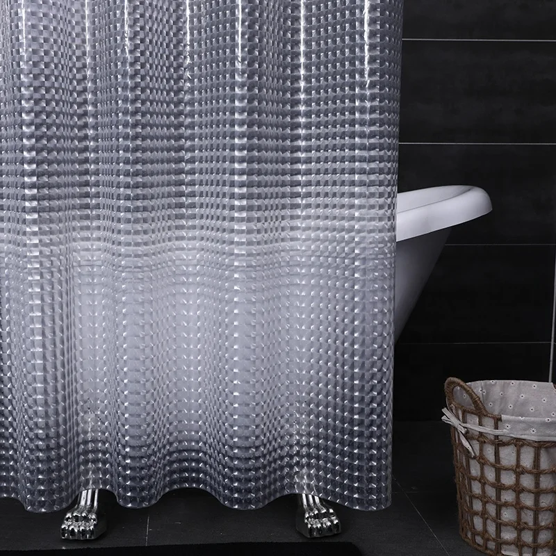 Promotional Custom Luxury 3D Weighted Transparent EVA Waterproof Shower Curtain Liner