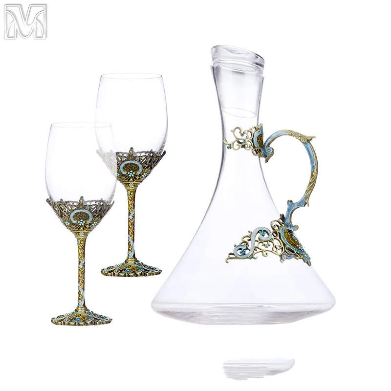 Fashion decorated high es red wine pinot glass es set crystal cup for party wedding flute red wine glass red wine glasses set