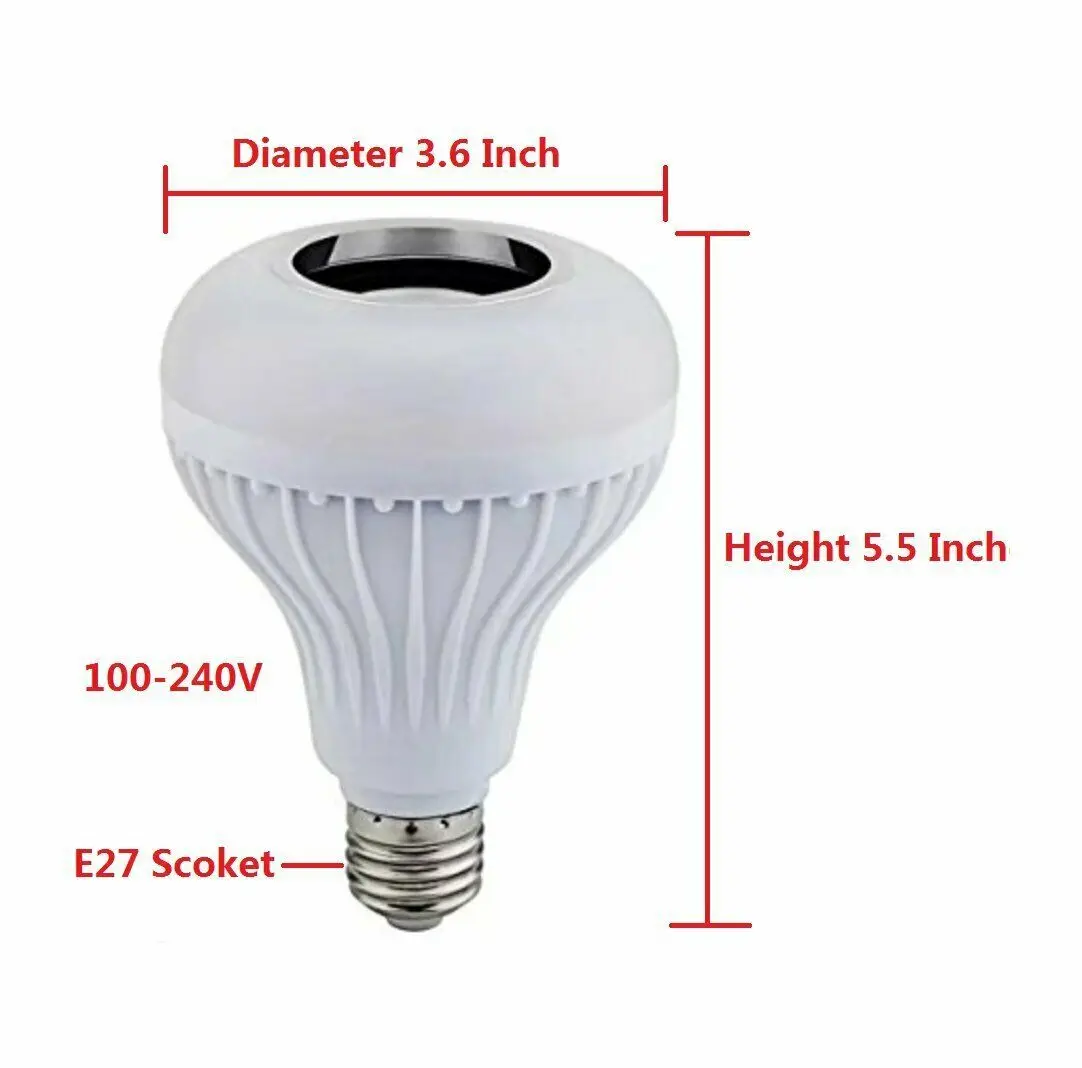 Smart LED Light Speaker Bulb RGB E27 12W Music Playing Lamp Color Changing Remote