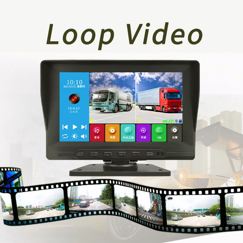 2 video inputs 7 inch monitoring system Kit recorder Cars Front and AHD 1080P full HD dual lens Rear Backup Camera for Truck