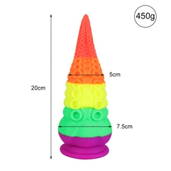 New Mixed-color Liquid Silicone Large Phallus Simulation Alien Posterior Anal Plug Dildo Sex Toy