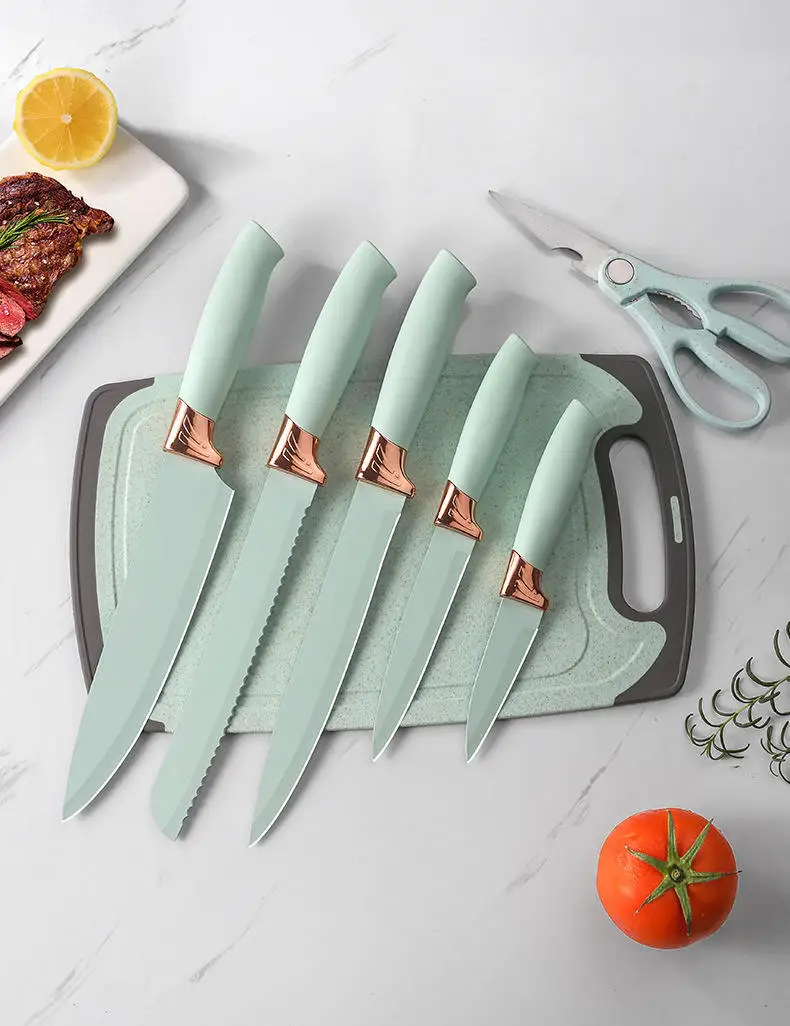 19 Piece Colorful Silica gel  Kitchenware With Wooden Handle And Cuttings Board Storage Basket  Kitchen Accessories Set