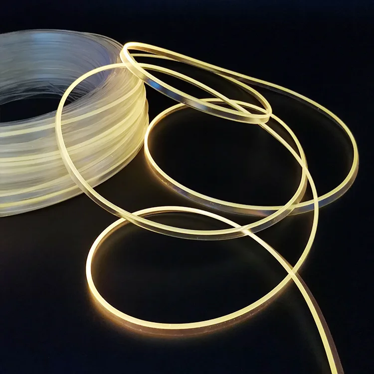 Car Decoration DC 12V PVC Transparent Skin 3Mm P Type High Brightness Plastic Side Glow Fiber Optic