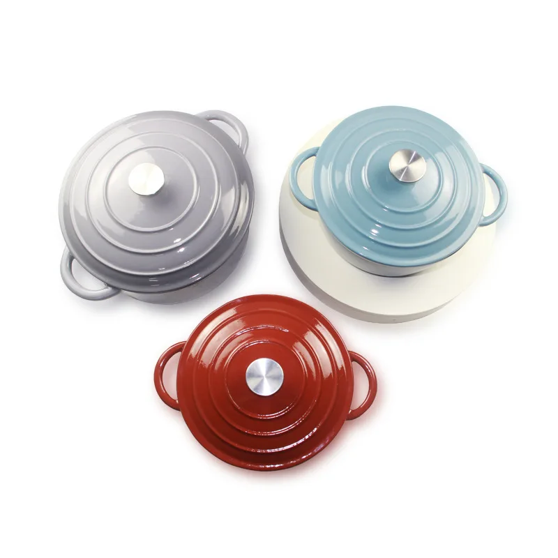 XLW Thickened Candy Colored Enamel Stew Pot Soup with Lid Cast Iron Dutch Oven Dual Handles Cooking