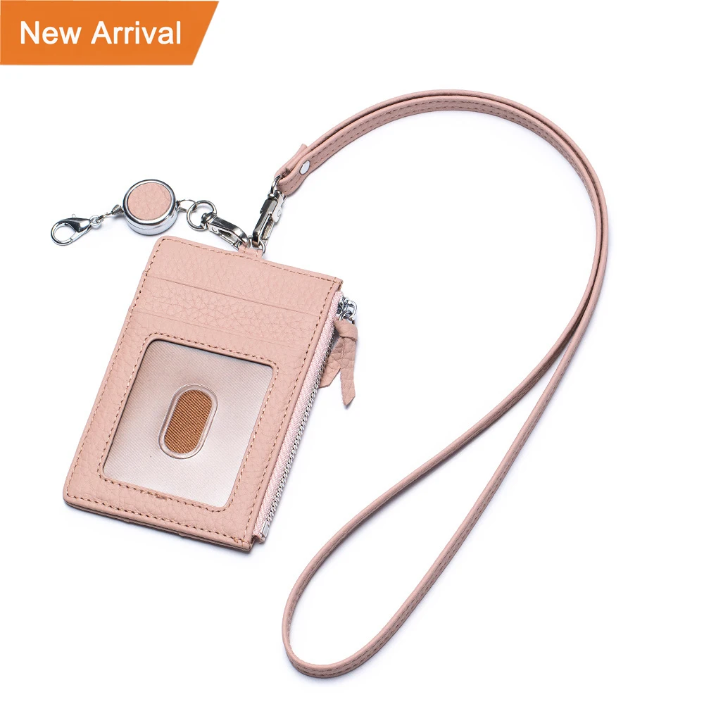 New Certificate Card Bag Card Cover Leather Lanyard Card Bag Multi-function Collar Certificate Cover Billeteras Para Mujer