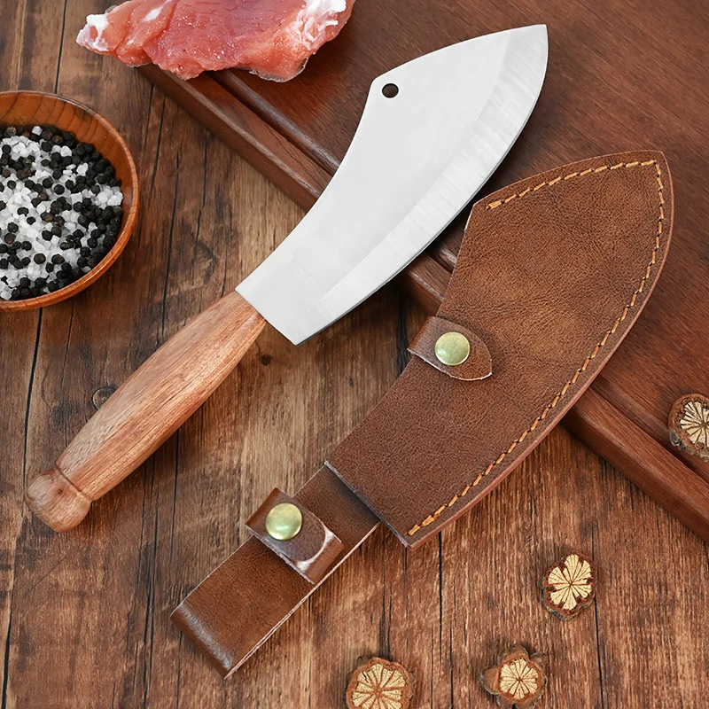 Slice Pork Meat Hamburg Sharp Matte Polished Blade Knife 7.5 Inch Universal Wooden Chef Chop Vegetable Cut Bone Cleaver Knives
