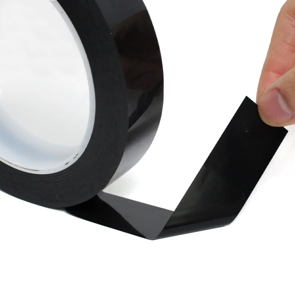 2- Black Color Mara PET Film Acrylic Glue Self Adhesive 5S Pinstripe Transformer Insulation Mylar Polyester Electrical Tape