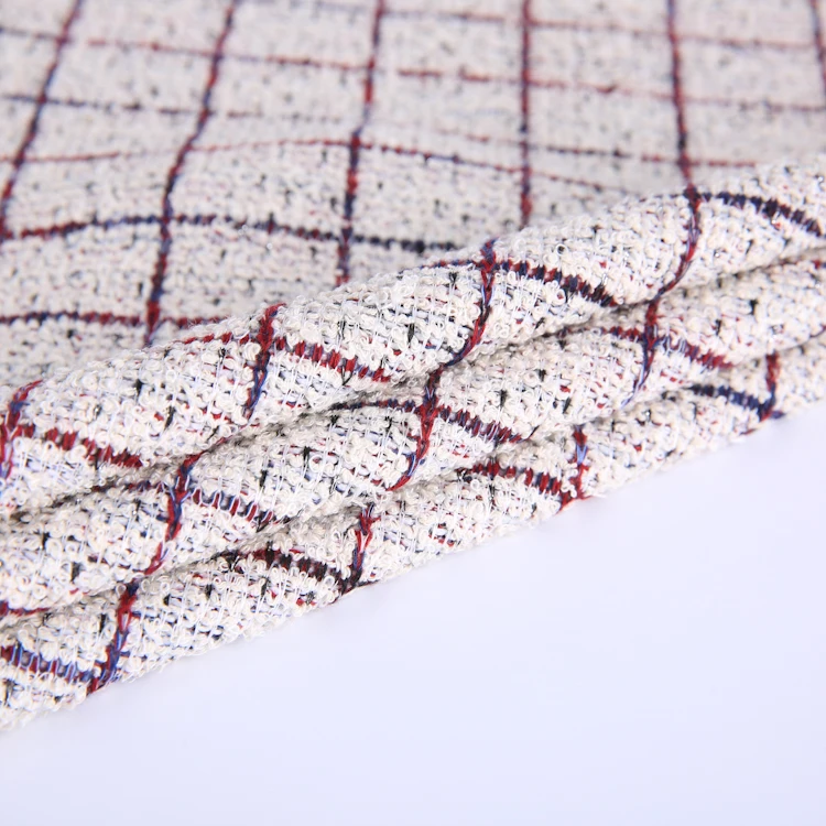 
Elegant Polyester Rayon Cotton Knit Yarn Dyed Hacci Jacquard Fabric For Ladies Overcoat 