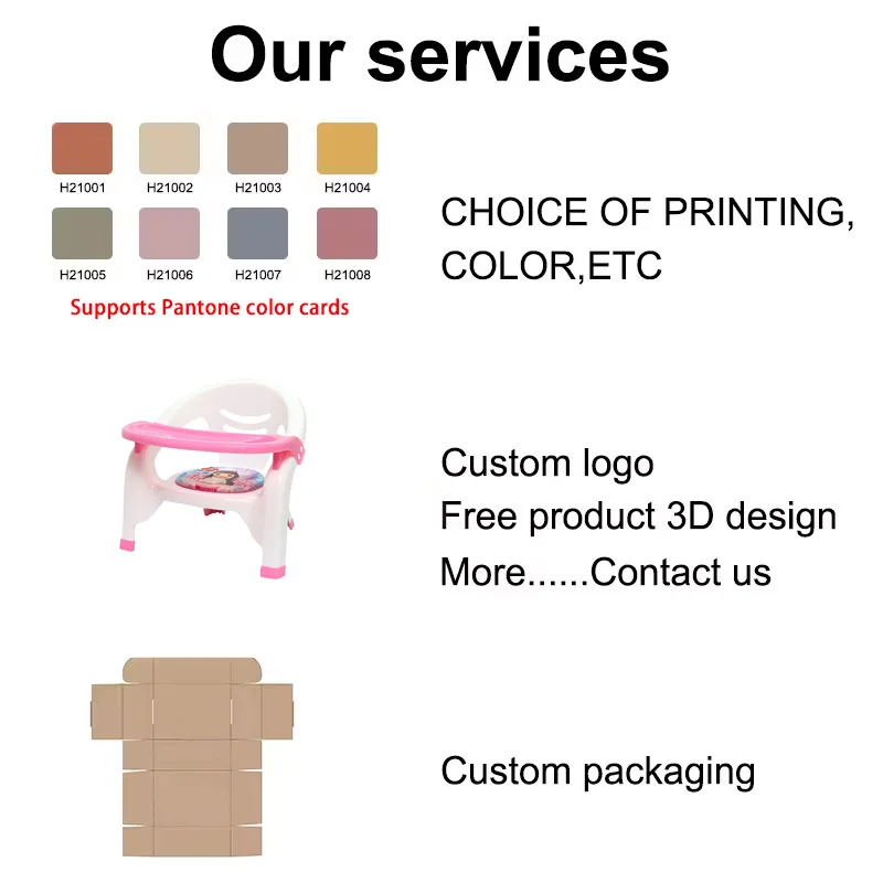 Lovely cartoon printed kids safe plastic dinner chairs with table and sound