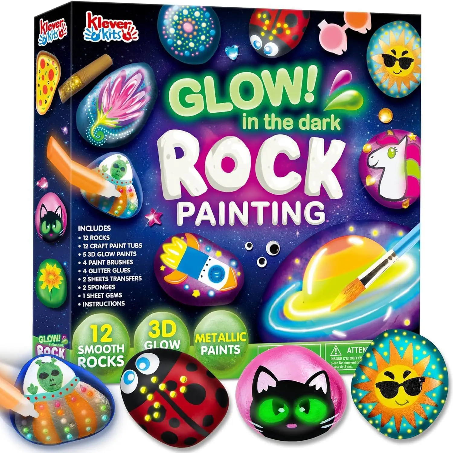 New Creative Indoor Kids DIY Rock painting set Glow in the Dark Rock Painting Kit