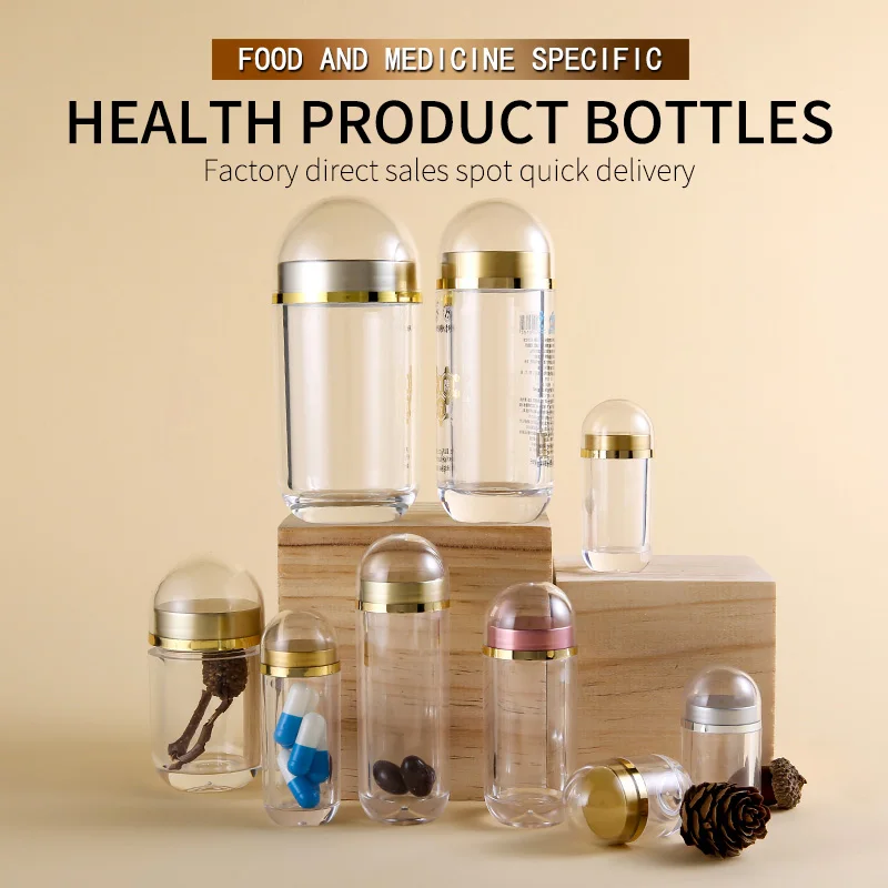 5 8 10 15 25 35 60 100 cc PS transparent capsule packaging plastic medicine bottle pill bottle with colorful cap