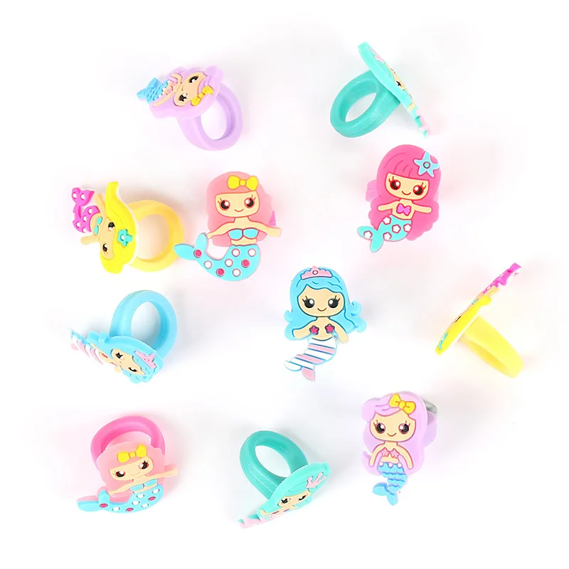 Wholesale Mermaid Barrettes Hair Clips Beads Bracelet Keychain Finger Ring Slap Bracelets Birthday Party Decorations for Girls