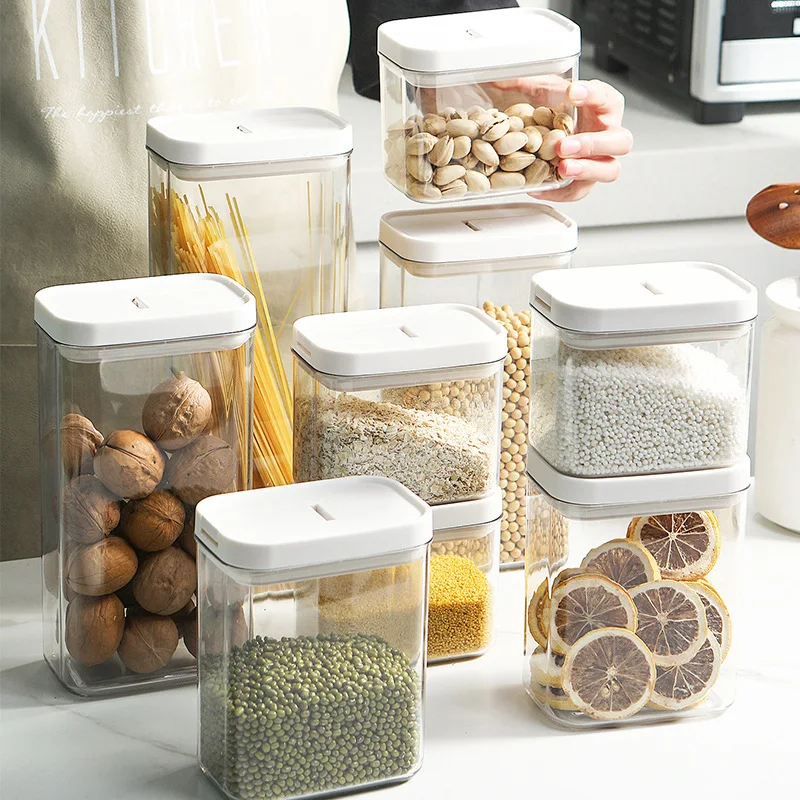 Dry Food Storage Box Airtight Clear Plastic Container Kitchen and Pantry Organization Canisters with Durable Lid