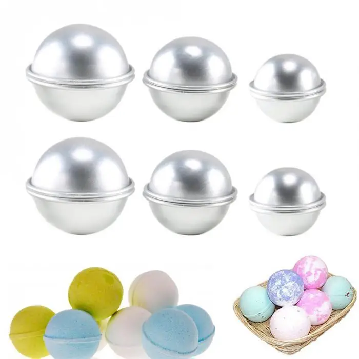 
6PCS/set Round Aluminium Alloy Bath Bomb Molds DIY Tool Bath Bomb Salt Ball Homemade Crafting Gifts Semicircle Sphere Metal Mold 