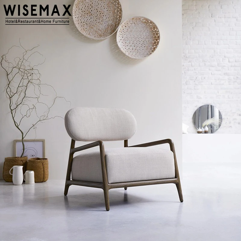 WISEMAX мебель современный простой мягкий стул для отдыха деревянный каркас и льняные тканевые акцентные стулья мебели гостиной