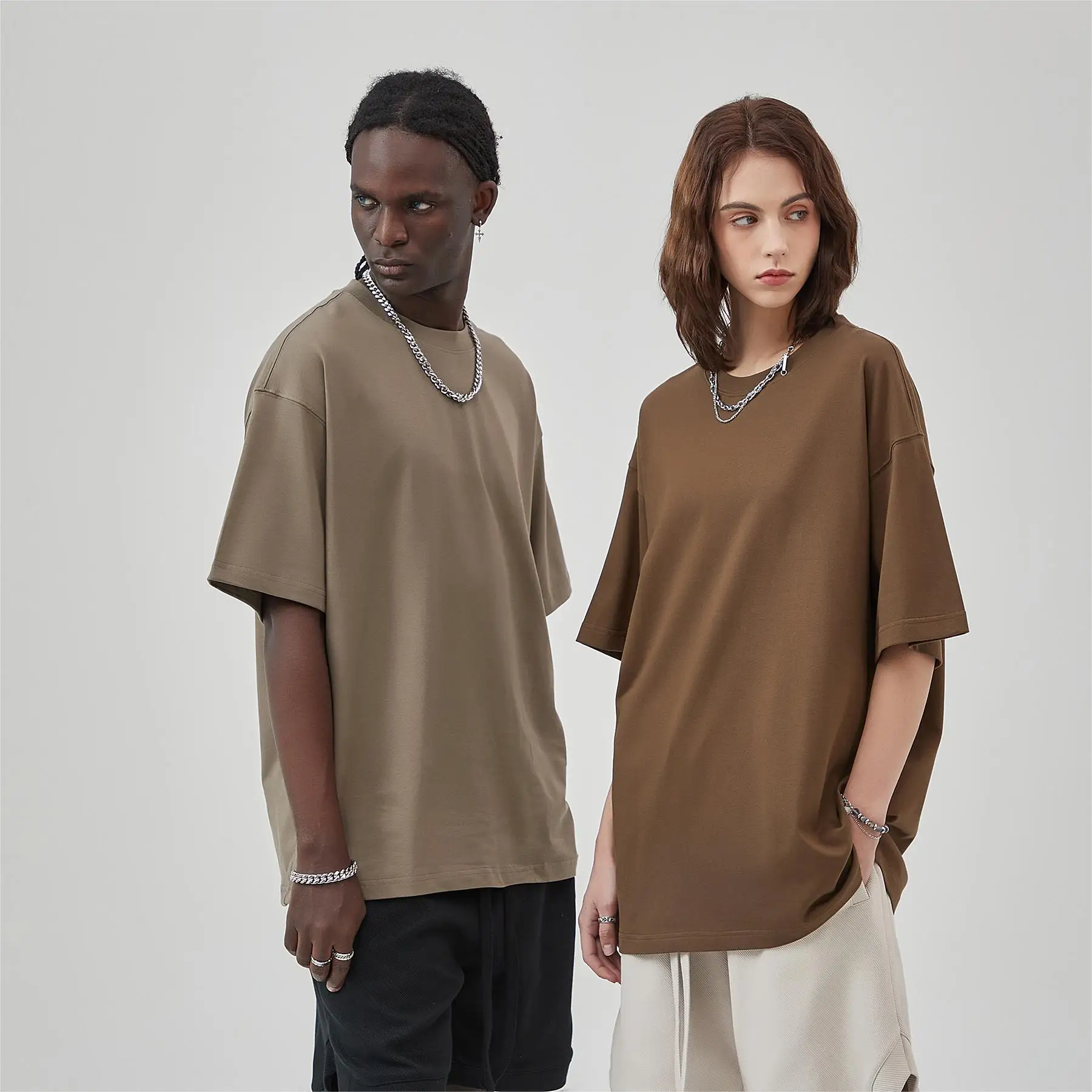 Custom 275 G Breathable Loose T Shirt 100% Cotton High Quality Solid O-Neck T Shirt Men Short Sleeves  Unisex Streetwear shirt