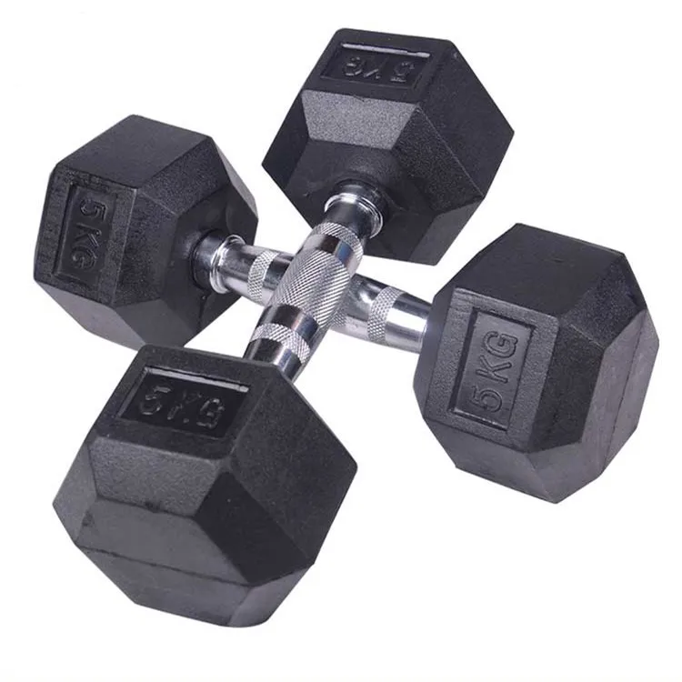 Rizhao Fujian Sports High Quality KG LB Hex Rubber Coated Dumbbell Customized Logo Hot Selling Hex Dumbbell