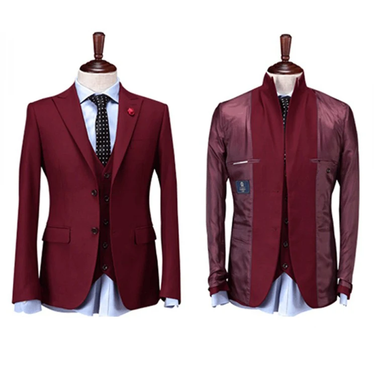 Облегающий темно-красный свадебный костюм жениха из 3 предметов, мягкий однотонный тканевый костюм tr, новый дизайн 2019 года, мужской костюм