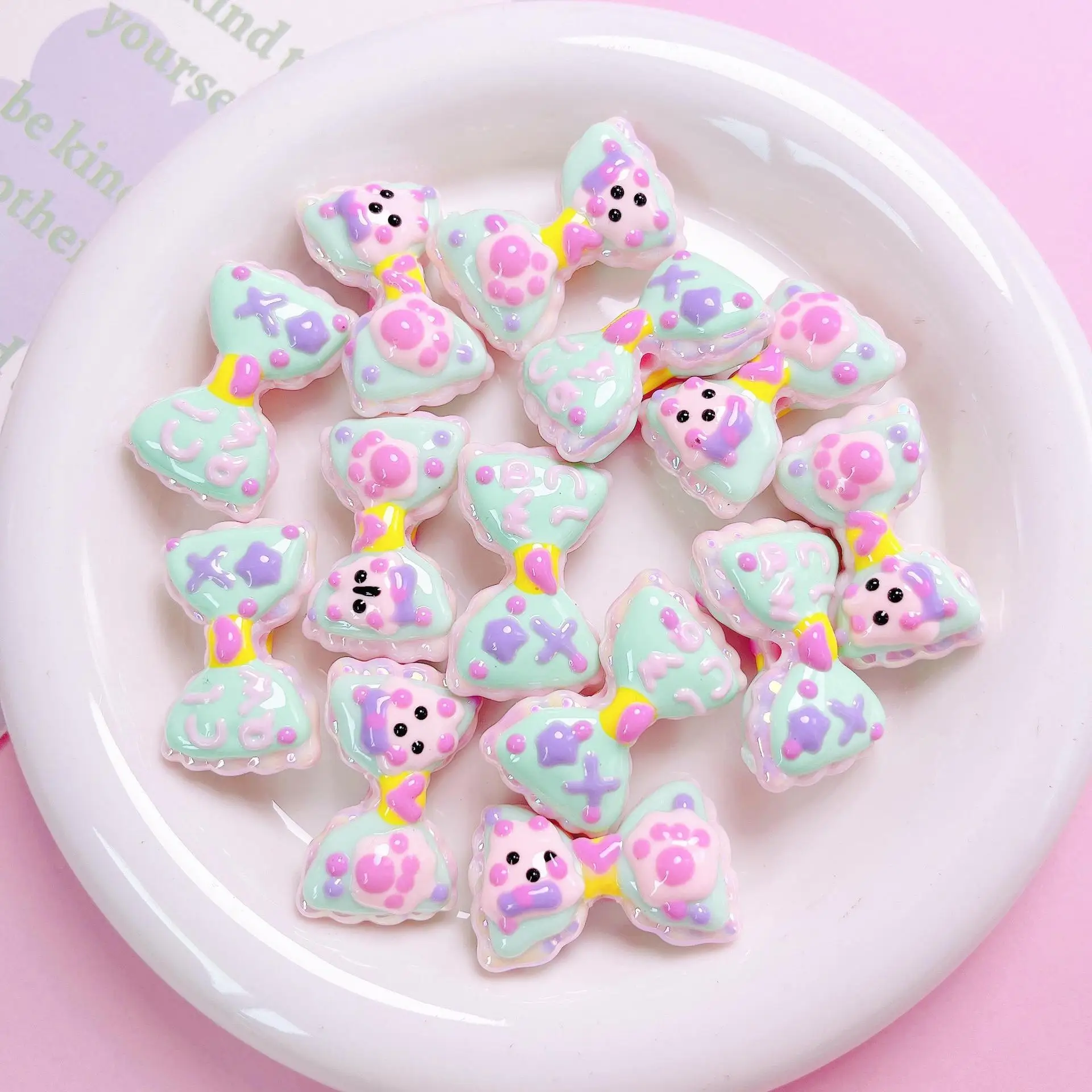 Heavy Duty Heavy Oil Hand-Painted Bow Loose Beads Diy Cell Phone Chain Keychain Accessories Acrylic Beads