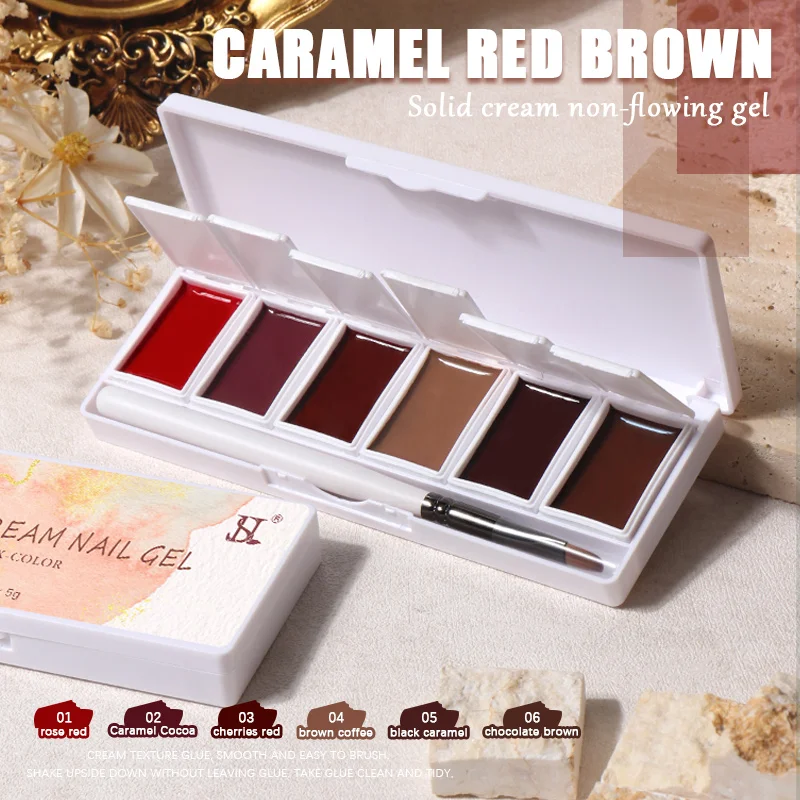 HS New Products Solid Pudding Gel Set Private Label 6 Colors Solid Cream Gel Polish Kit