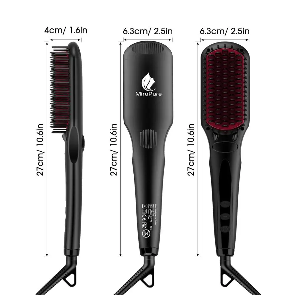 Amazon # 1 selling volume Miropure brand Hair Straightener Brush with 78inch 360 degree swivel cord for all hair types