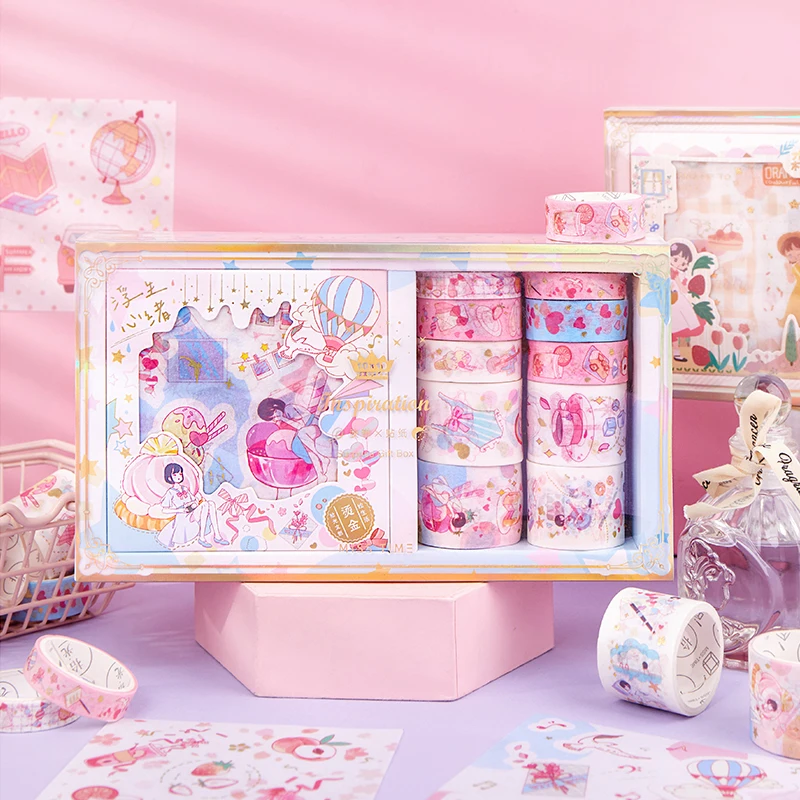 4 designs 21 pcs / set washi tape cartoon kawaii cute stickers transparent decoration tape for DIY Kraft scrapbook JIUMO