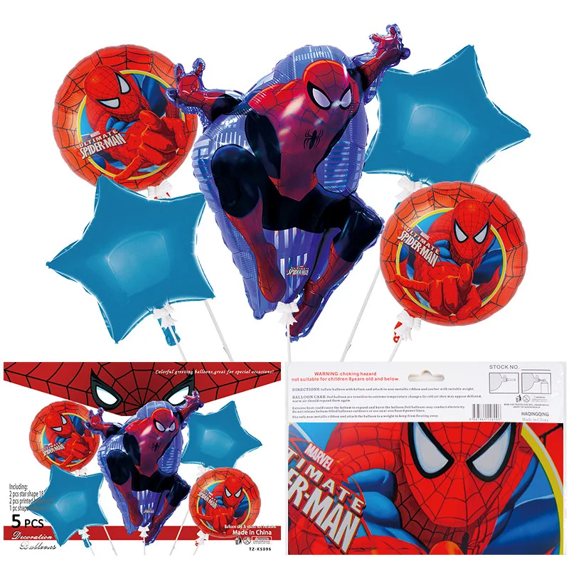 5 Sets Of Superheros Foil Balloons For Boy Girl Kids Birthday Party Supplies Decoration