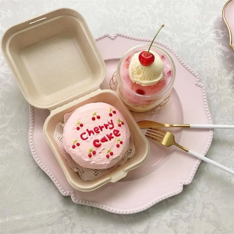 Disposable Burger Take Out Lunch Box Biodegradable Sugarcane Bagasse Hamburger Clamshell and Box