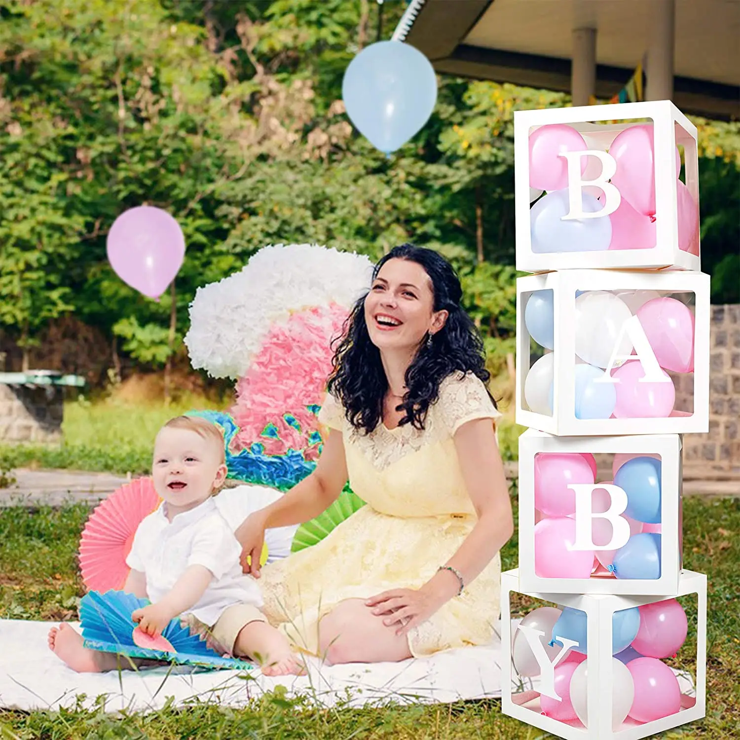 Complete Set with balloon Arch  BABY Box Bundle Decorative Letters in Boxes baby boy and girl DIY Decorating Kit
