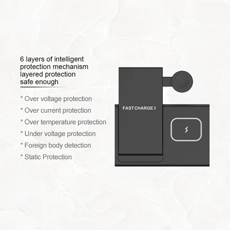 Fast Wireless Charging Pad Modern Qi 15w 3 in 1 for Samsung Iphone Smart Watch Earphone Charger
