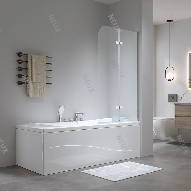 6 мм легко чистить стекло 2 панели хромированная рамка шарнирная складная душевая Ванна экран