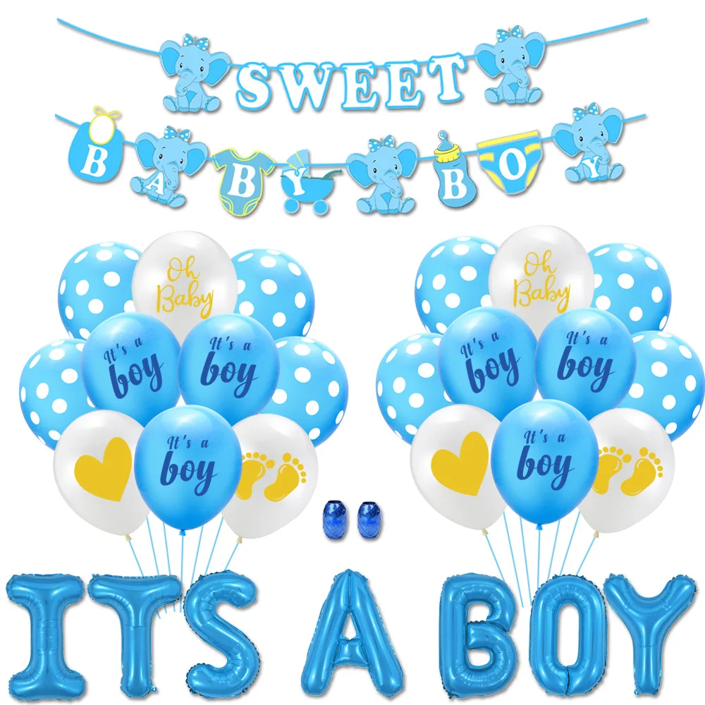 Theme Party Gender Reveal Party Supplies Balloon Baby Shower Decorations New Its a Boy Children Elephant Product Blue 20 Set