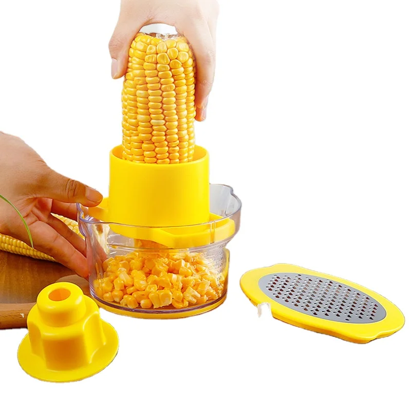 4 in 1 Multi-Functional Corn Cob Stripping Tool Stainless Steel Garlic Ginger Grater Corn Peeler Stripper Slicer