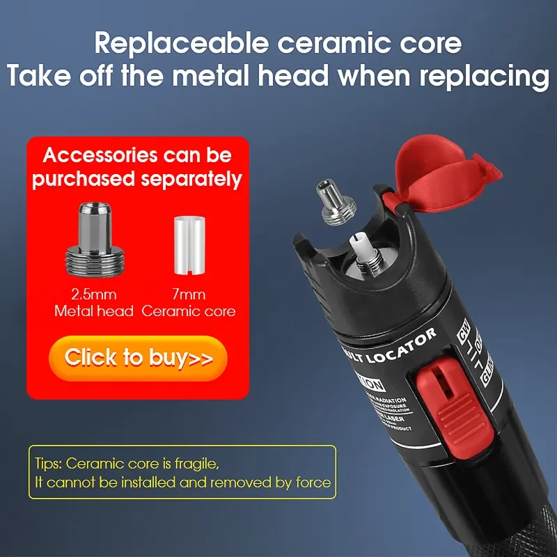 50mw Pen type Visual Fault Locator with Metal fuselage for optical fiber breakpoint detector 50km VFL with high quality