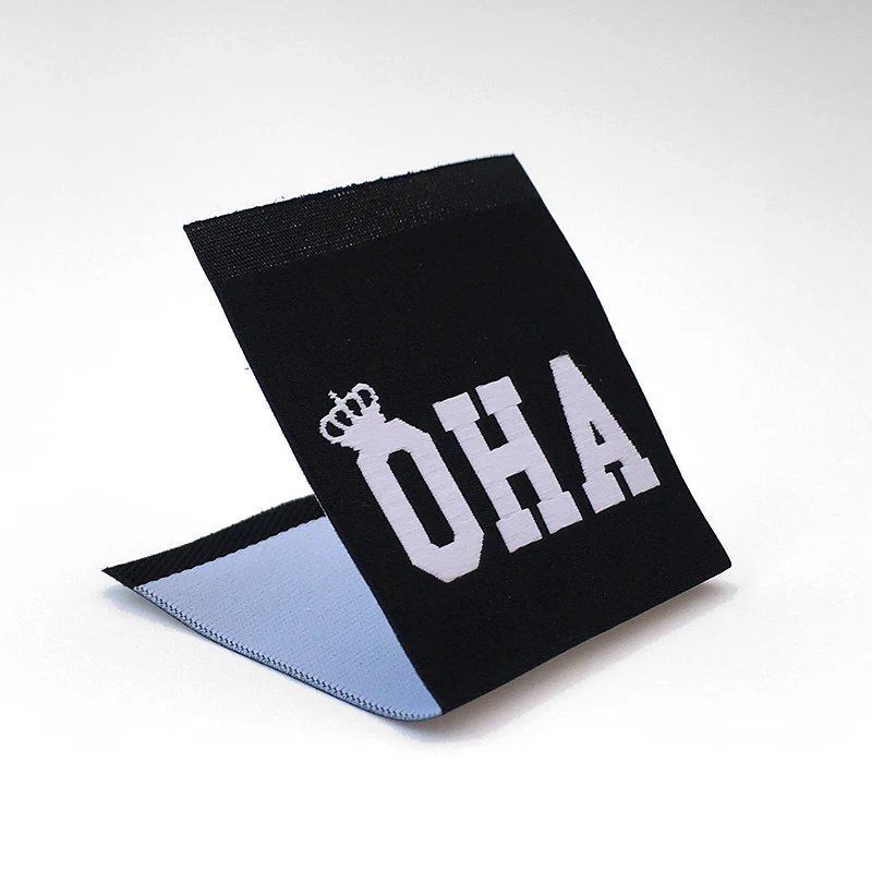 Custom Personalised Fabric Small OEKO-TEX Garment Hemtags Damask Inner Neck Sleeve Tags Woven Hem Labels
