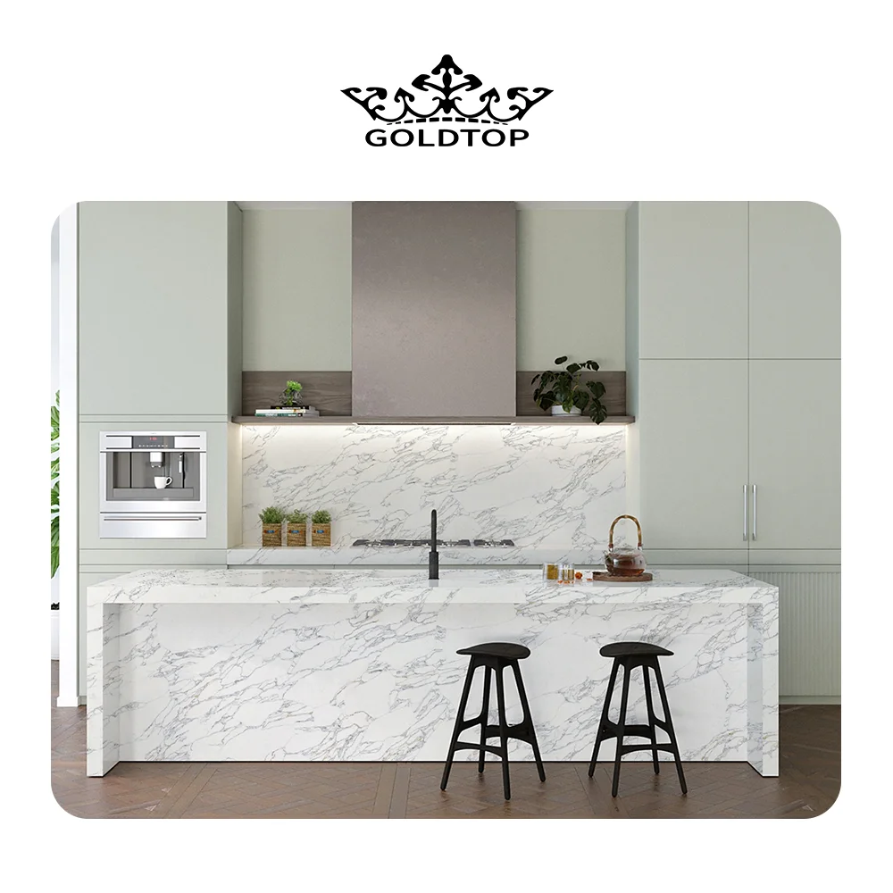 GOLDTOP OEM/ODM Silicon-Free  High Quality Cuarzo 5118 arabescato vagli Vanity Tops Countertop Calacatta Quartz for Australia