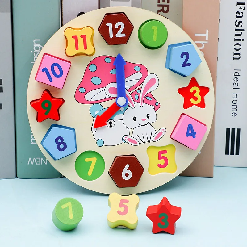 Wholesale Wooden Multifunctional Rainbow Digital Clock Alarm Cognitive Toy High Quality Learning Early Educational Puzzle Toys
