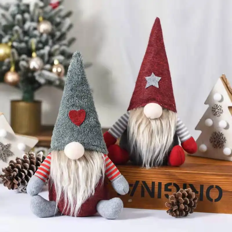 wholesale Gnome Christmas Ornaments home decor Gnomes Hat Christmas Gonks Gnomes Ornaments Red Gray christmas dwarf Elf Doll