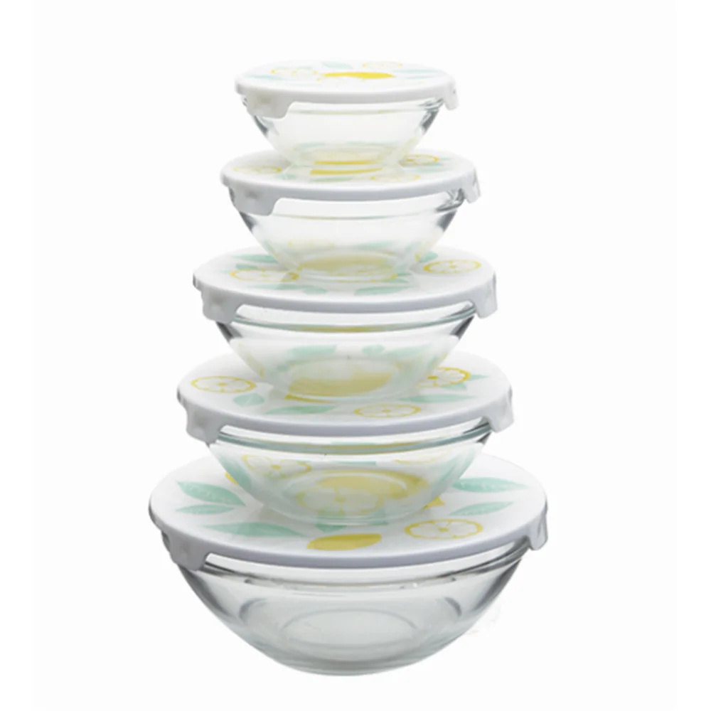 Wholesale Transparent Round Shape High Borosilicate Glass Salad Bowl With Lid Set