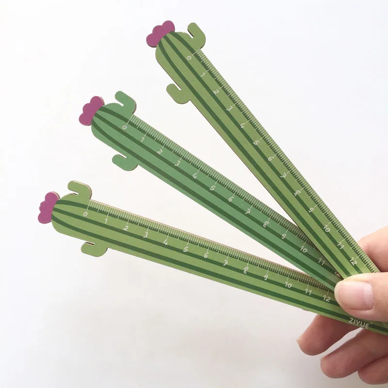 Creative Cactus Shaped Wooden Ruler Student Stationery Measuring Ruler Drawing Stationery Wholesale
