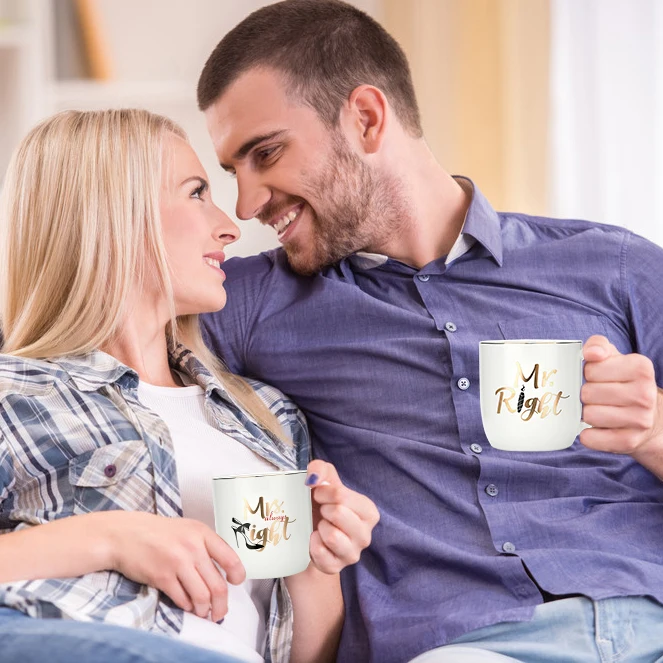 Mr Right And Mrs Always Right Couples Coffee Mugs Cups Gifts Set For Engagement Wedding Bridal Shower Bride and Groom