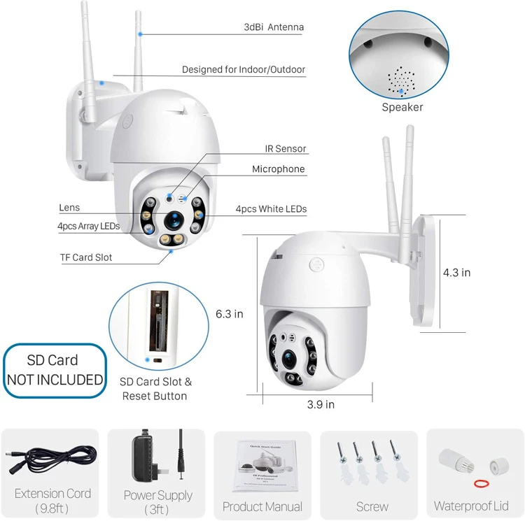  Наружная Водонепроницаемая камера с 5-кратным увеличением Boavision Ball IP Wifi PTZ P2P Облачное приложение ICSEE