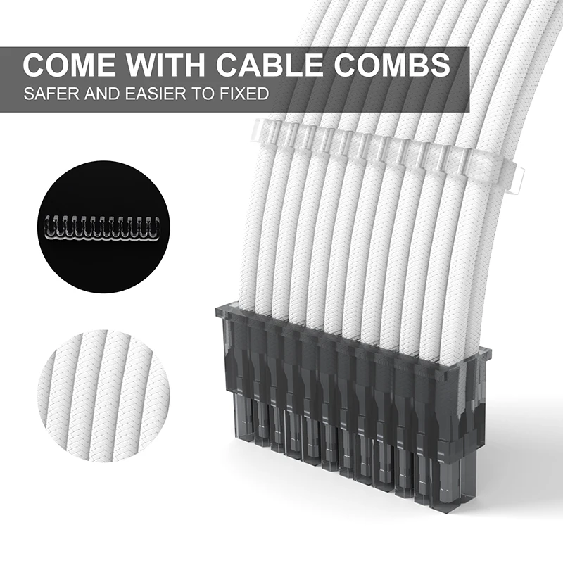 Cable Extension PSU Sleeved Cables PSU Extension Kit  30cm ATX 24pin,CPU4+4p,PCI-E 6+2p ATX Power Supply Cable