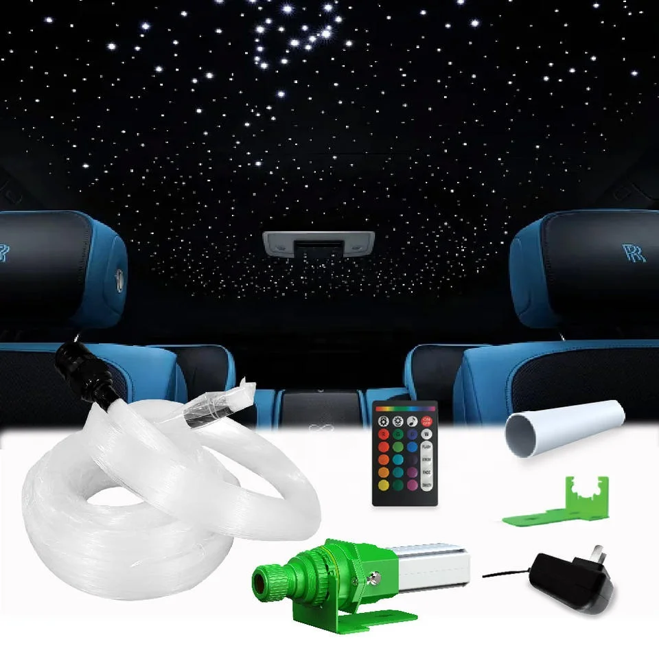 0.75mm*300pcs*3m plastic optical fiber bundle with RGBW 6W IP65 light source car/home LED fiber optic light starlight headliner