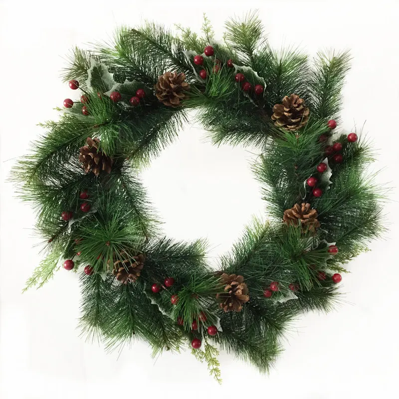 20 'Red and Gold Christmas Wreath for Plastic Mercury Ornaments Pine Cones Faux Berries Premium Pine Branches Cedar Ring
