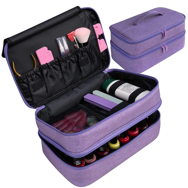 Double Deckers Manicure Tools Carrying Bag Nail Polish Storage Organizer Travel Manicure Bag
