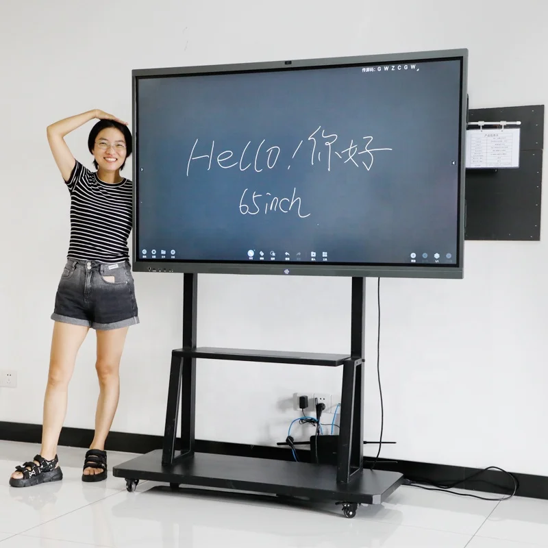 cheap price 65 inch touch screen windows/android system camera microphone electronic digital smart tv interactive whiteboard