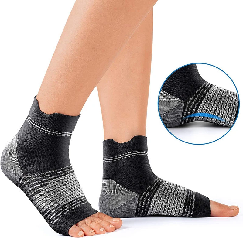 Custom Logo Black Medical Ankle Support Plantar Fasciitis Socks Knitted Compression Socks Foot Sleeves Arch Support Socks